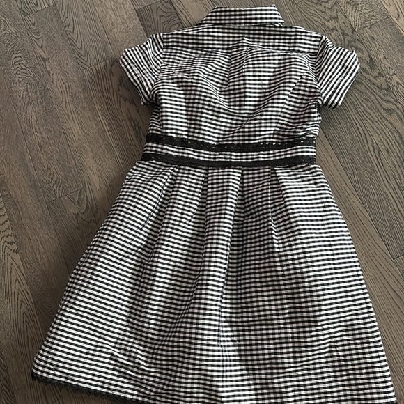 Adrianna Papell | Gingham Tafetta Lace Trim Collared Shirt Midi Dress - Picture 13 of 16